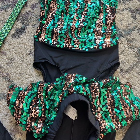 Weissman Green & Black Sequin Dance Costume - Picture 7 of 8